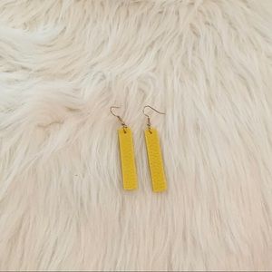 NWT Yellow Faux Leather Bar Earrings